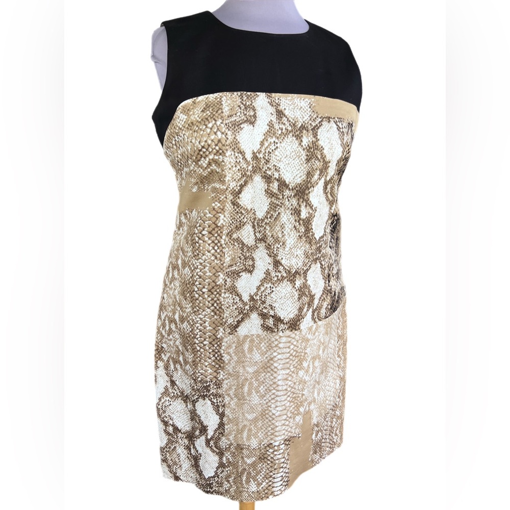 Tahari Nuria Cobra/Snake Print with Black Trim Neck/Shoulders Size 12 -VGUC